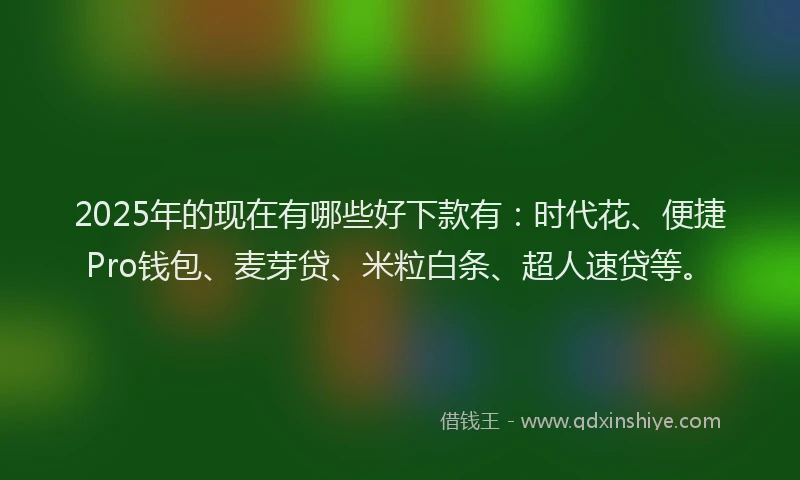 2025年的现在有哪些好下款有：时代花、便捷Pro钱包、麦芽贷、米粒白条、超人速贷等。
