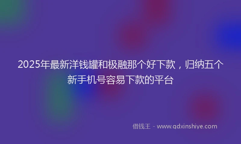 2025年最新洋钱罐和极融那个好下款，归纳五个新手机号容易下款的平台