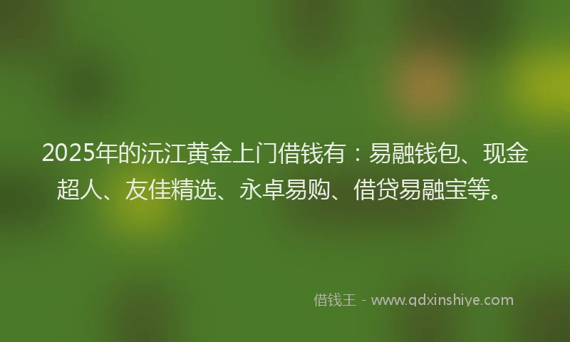 2025年的沅江黄金上门借钱有：易融钱包、现金超人、友佳精选、永卓易购、借贷易融宝等。