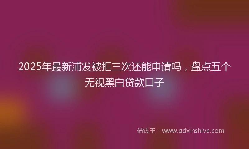 2025年最新浦发被拒三次还能申请吗，盘点五个无视黑白贷款口子