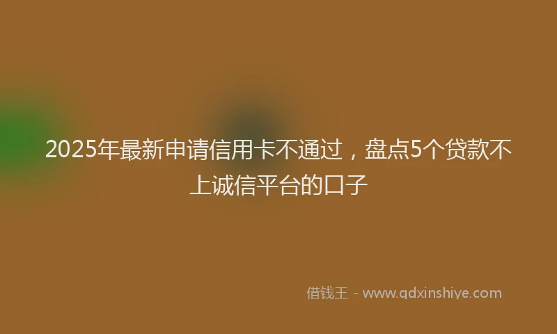2025年最新申请信用卡不通过，盘点5个贷款不上诚信平台的口子