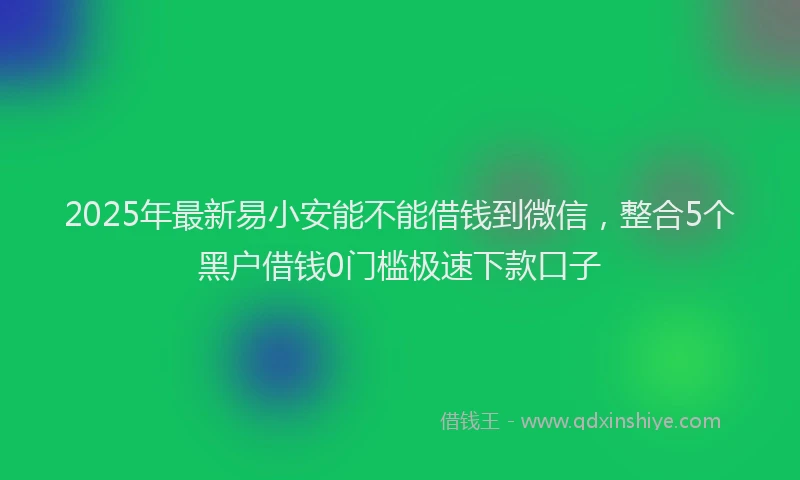 2025年最新易小安能不能借钱到微信，整合5个黑户借钱0门槛极速下款口子