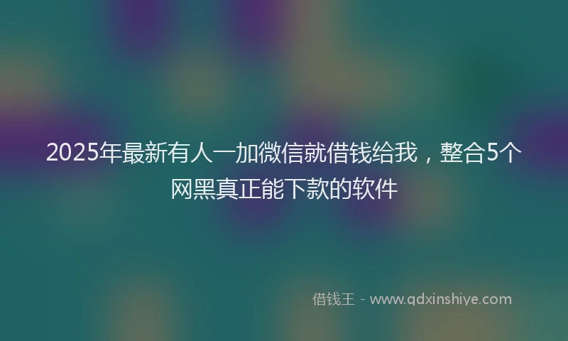 2025年最新有人一加微信就借钱给我，整合5个网黑真正能下款的软件