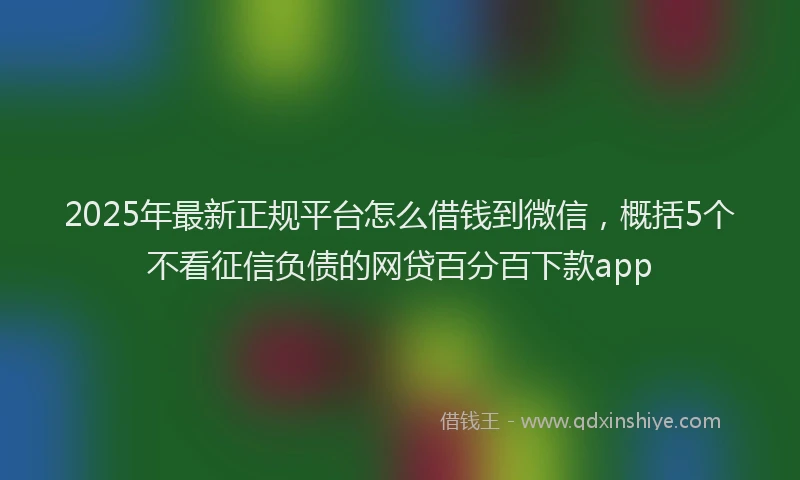 2025年最新正规平台怎么借钱到微信，概括5个不看征信负债的网贷百分百下款app