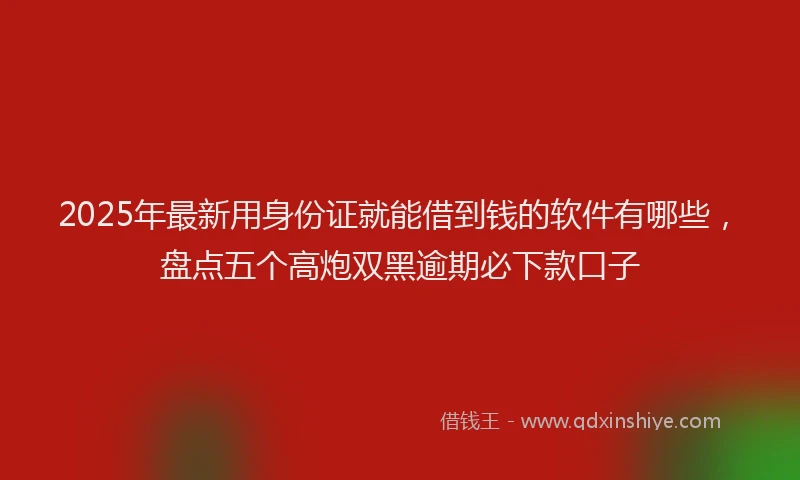 2025年最新用身份证就能借到钱的软件有哪些，盘点五个高炮双黑逾期必下款口子