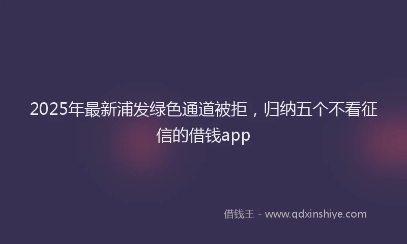 2025年最新浦发绿色通道被拒，归纳五个不看征信的借钱app