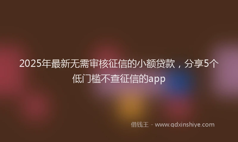 2025年最新无需审核征信的小额贷款，分享5个低门槛不查征信的app