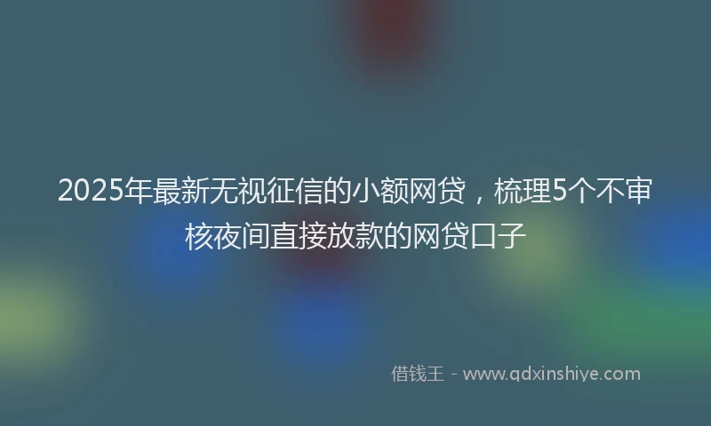 2025年最新无视征信的小额网贷，梳理5个不审核夜间直接放款的网贷口子