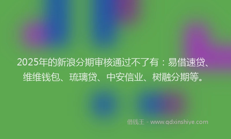 2025年的新浪分期审核通过不了有：易借速贷、维维钱包、琉璃贷、中安信业、树融分期等。