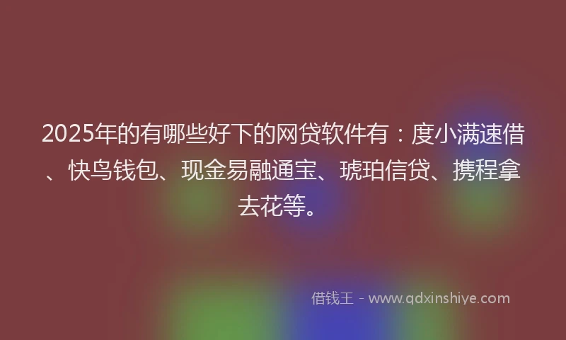 2025年的有哪些好下的网贷软件有：度小满速借、快鸟钱包、现金易融通宝、琥珀信贷、携程拿去花等。