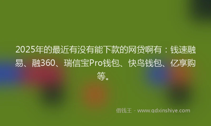 2025年的最近有没有能下款的网贷啊有：钱速融易、融360、瑞信宝Pro钱包、快鸟钱包、亿享购等。