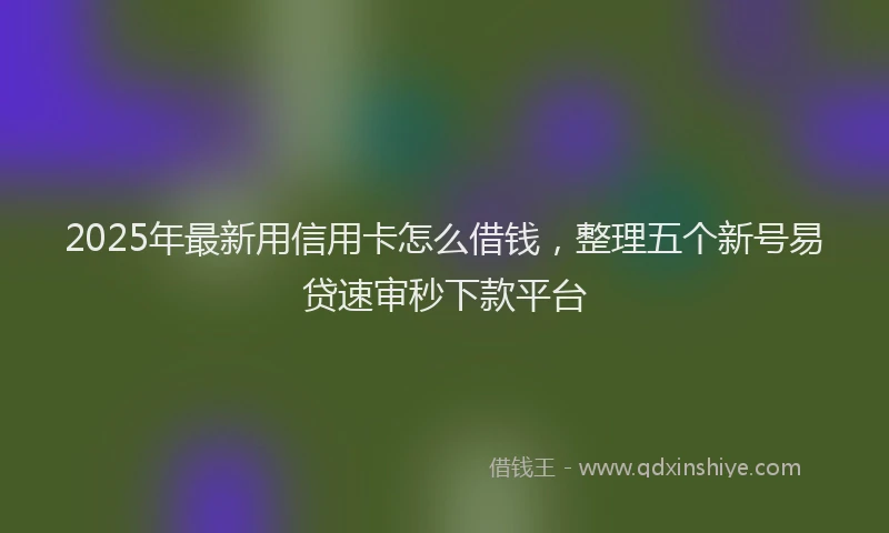 2025年最新用信用卡怎么借钱，整理五个新号易贷速审秒下款平台
