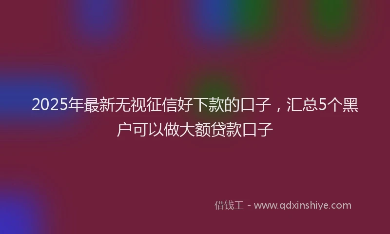 2025年最新无视征信好下款的口子，汇总5个黑户可以做大额贷款口子