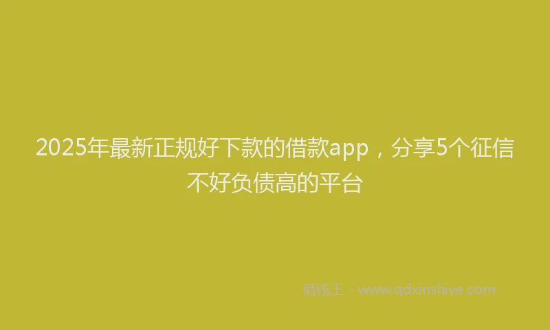 2025年最新正规好下款的借款app，分享5个征信不好负债高的平台
