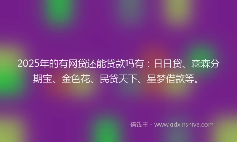 2025年的有网贷还能贷款吗有：日日贷、森森分期宝、金色花、民贷天下、星梦借款等。