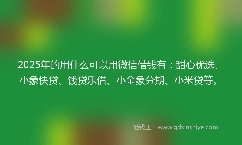 2025年的用什么可以用微信借钱有：甜心优选、小象快贷、钱贷乐借、小金象分期、小米贷等。