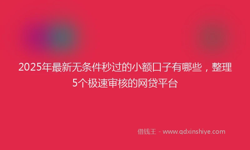 2025年最新无条件秒过的小额口子有哪些，整理5个极速审核的网贷平台