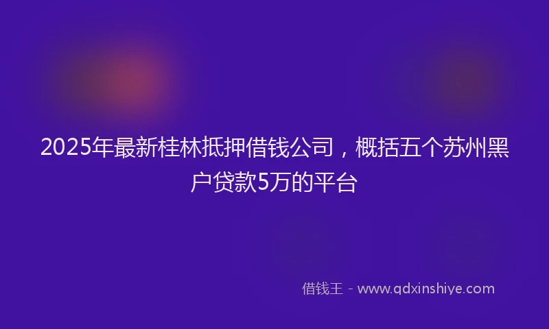 2025年最新桂林抵押借钱公司，概括五个苏州黑户贷款5万的平台