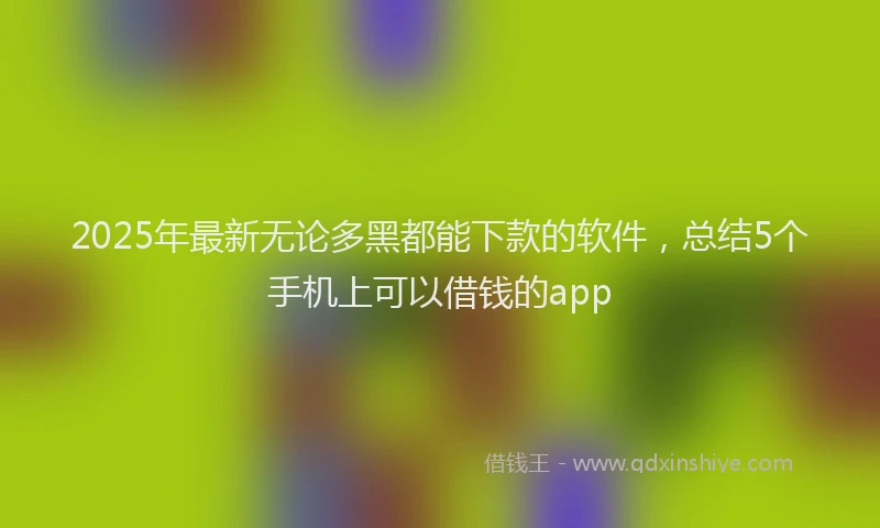 2025年最新无论多黑都能下款的软件，总结5个手机上可以借钱的app