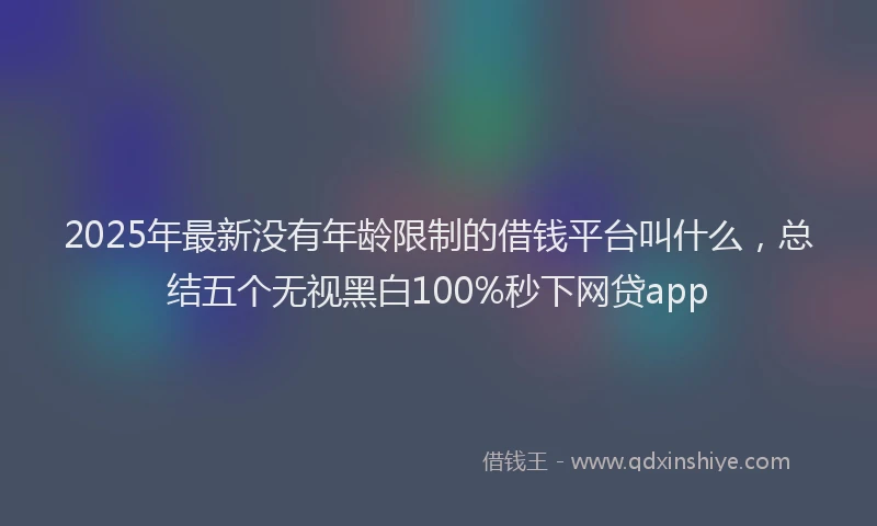 2025年最新没有年龄限制的借钱平台叫什么，总结五个无视黑白100%秒下网贷app