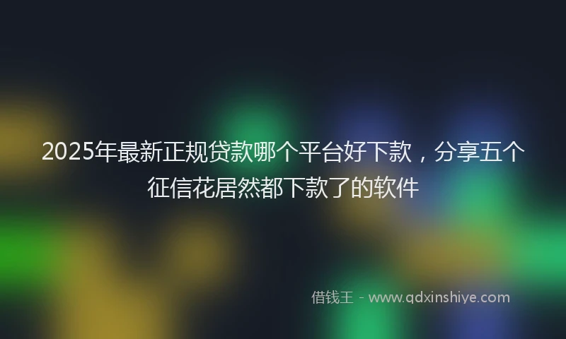 2025年最新正规贷款哪个平台好下款，分享五个征信花居然都下款了的软件