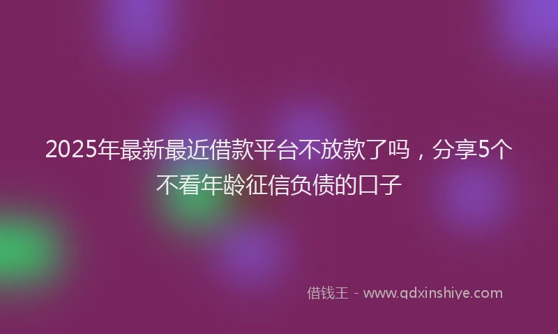 2025年最新最近借款平台不放款了吗，分享5个不看年龄征信负债的口子