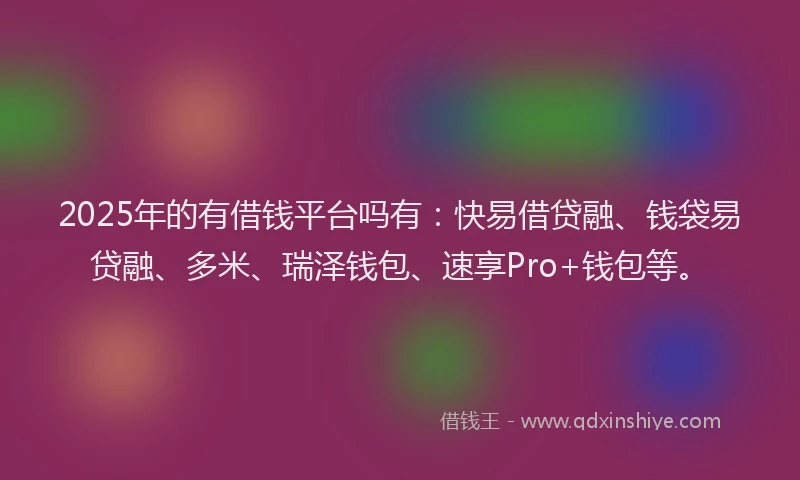 2025年的有借钱平台吗有：快易借贷融、钱袋易贷融、多米、瑞泽钱包、速享Pro+钱包等。