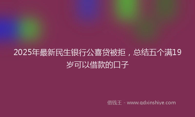 2025年最新民生银行公喜贷被拒，总结五个满19岁可以借款的口子