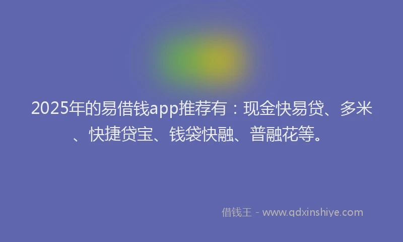 2025年的易借钱app推荐有：现金快易贷、多米、快捷贷宝、钱袋快融、普融花等。