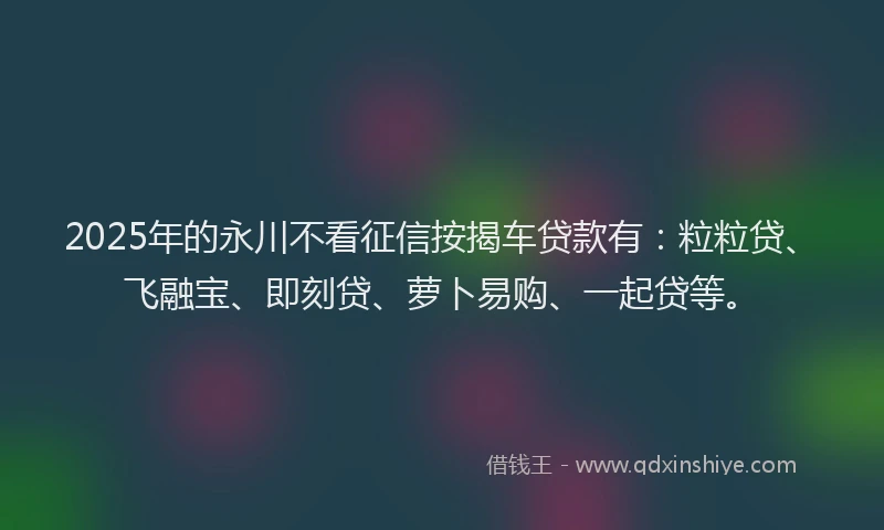 2025年的永川不看征信按揭车贷款有：粒粒贷、飞融宝、即刻贷、萝卜易购、一起贷等。