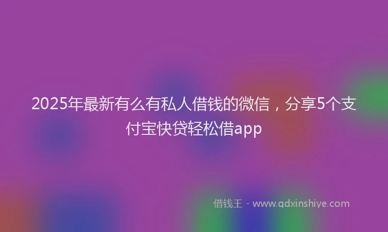 2025年最新有么有私人借钱的微信，分享5个支付宝快贷轻松借app