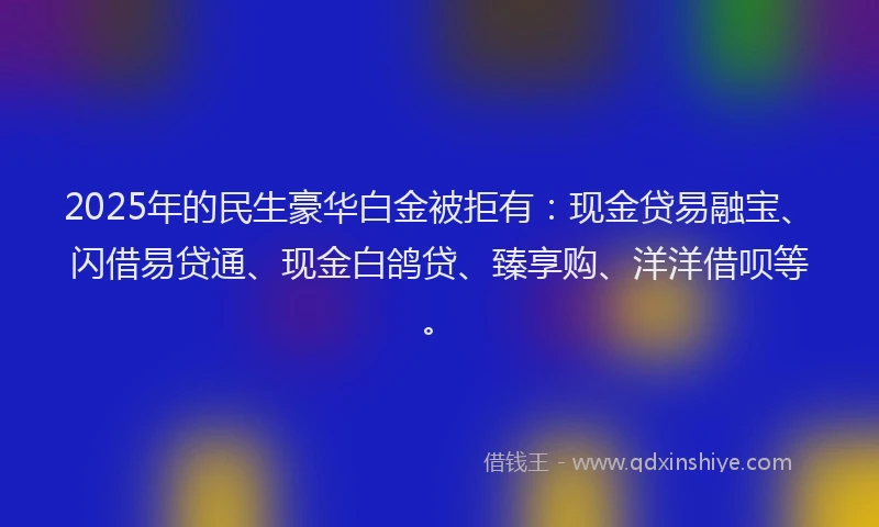 2025年的民生豪华白金被拒有：现金贷易融宝、闪借易贷通、现金白鸽贷、臻享购、洋洋借呗等。