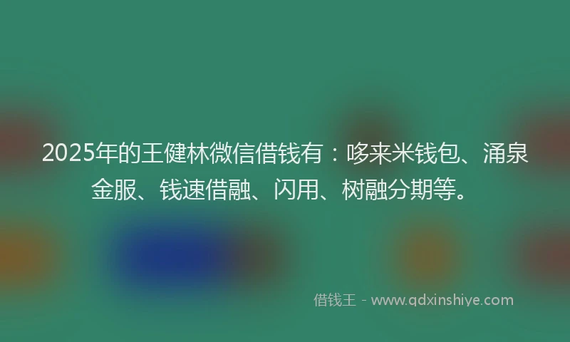 2025年的王健林微信借钱有：哆来米钱包、涌泉金服、钱速借融、闪用、树融分期等。