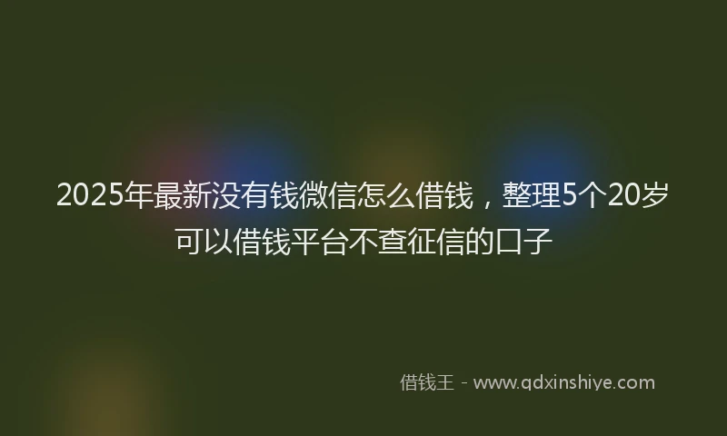 2025年最新没有钱微信怎么借钱，整理5个20岁可以借钱平台不查征信的口子