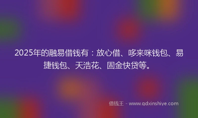 2025年的融易借钱有：放心借、哆来咪钱包、易捷钱包、天浩花、固金快贷等。