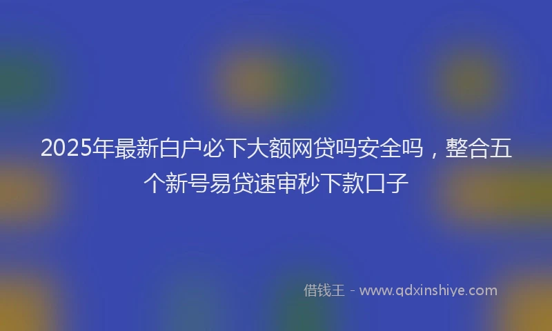 2025年最新白户必下大额网贷吗安全吗，整合五个新号易贷速审秒下款口子