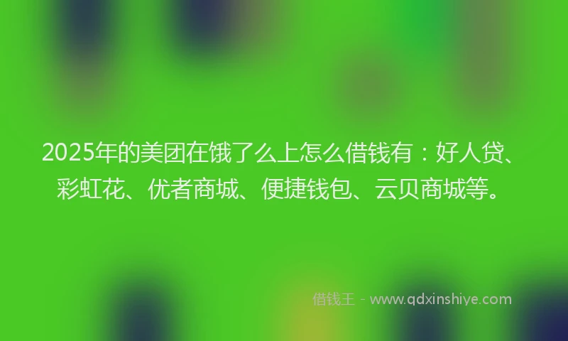 2025年的美团在饿了么上怎么借钱有：好人贷、彩虹花、优者商城、便捷钱包、云贝商城等。