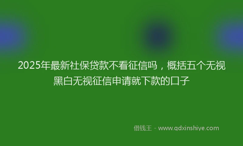 2025年最新社保贷款不看征信吗，概括五个无视黑白无视征信申请就下款的口子