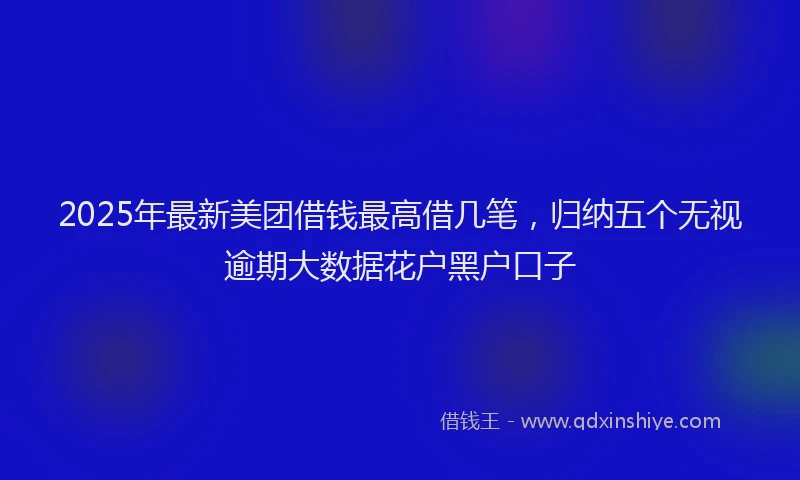 2025年最新美团借钱最高借几笔，归纳五个无视逾期大数据花户黑户口子