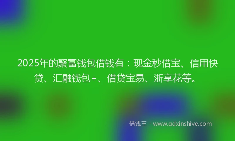 2025年的聚富钱包借钱有：现金秒借宝、信用快贷、汇融钱包+、借贷宝易、浙享花等。