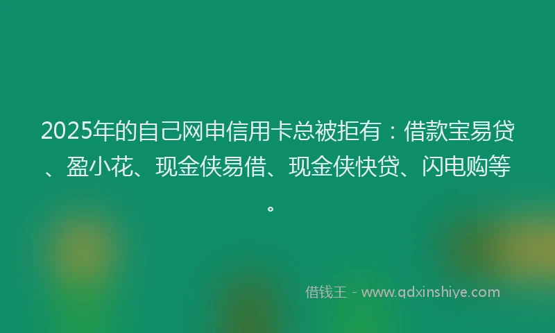 2025年的自己网申信用卡总被拒有：借款宝易贷、盈小花、现金侠易借、现金侠快贷、闪电购等。