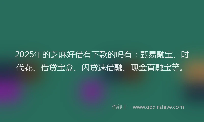 2025年的芝麻好借有下款的吗有：甄易融宝、时代花、借贷宝盒、闪贷速借融、现金直融宝等。