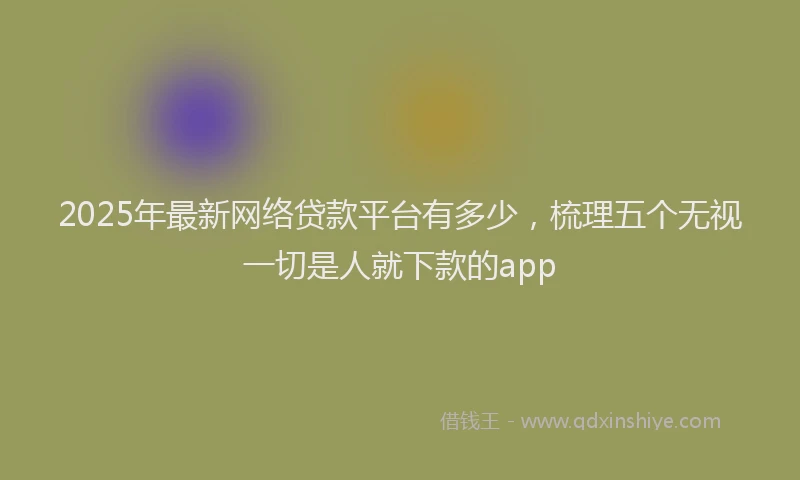 2025年最新网络贷款平台有多少，梳理五个无视一切是人就下款的app