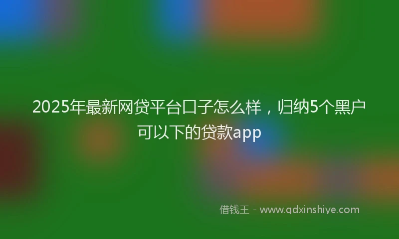 2025年最新网贷平台口子怎么样，归纳5个黑户可以下的贷款app