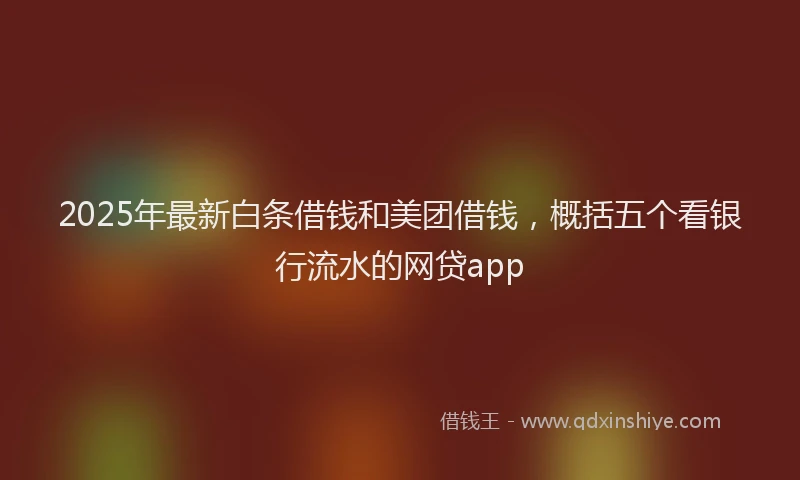 2025年最新白条借钱和美团借钱，概括五个看银行流水的网贷app