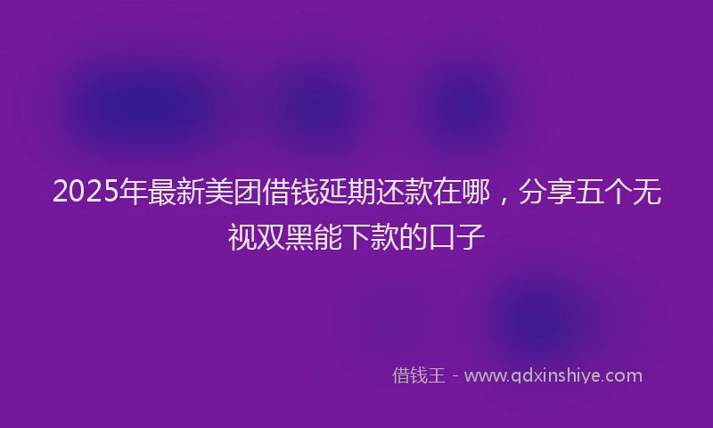 2025年最新美团借钱延期还款在哪，分享五个无视双黑能下款的口子