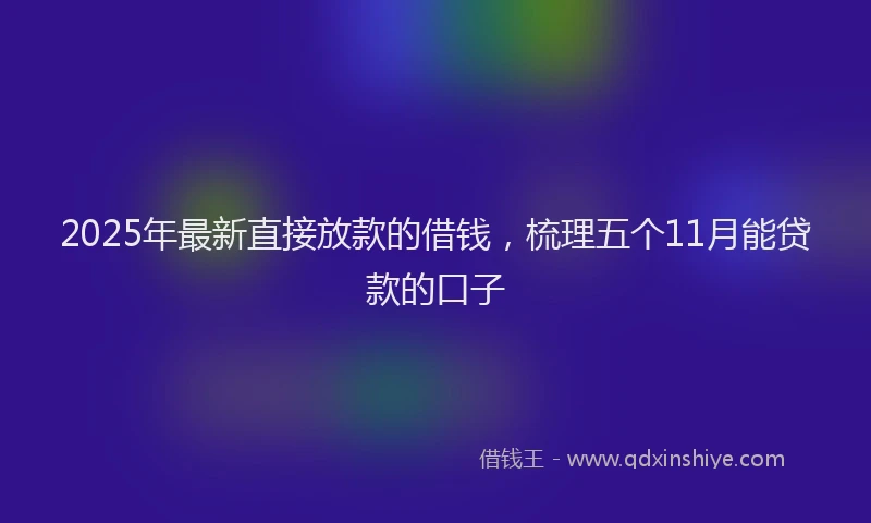 2025年最新直接放款的借钱，梳理五个11月能贷款的口子