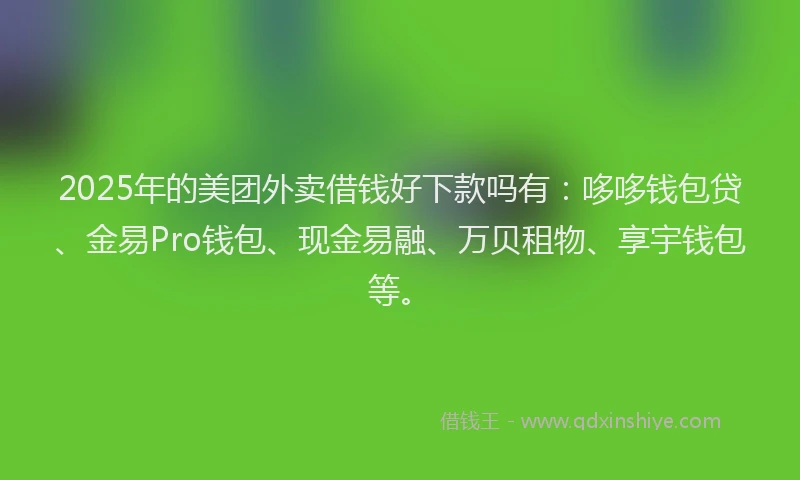 2025年的美团外卖借钱好下款吗有：哆哆钱包贷、金易Pro钱包、现金易融、万贝租物、享宇钱包等。