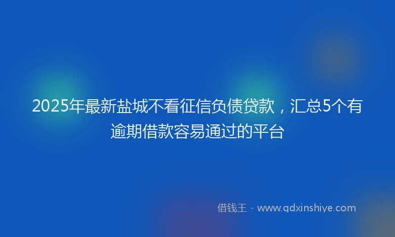 2025年最新盐城不看征信负债贷款，汇总5个有逾期借款容易通过的平台