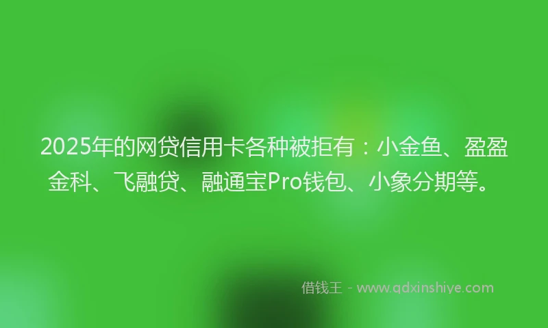 2025年的网贷信用卡各种被拒有：小金鱼、盈盈金科、飞融贷、融通宝Pro钱包、小象分期等。